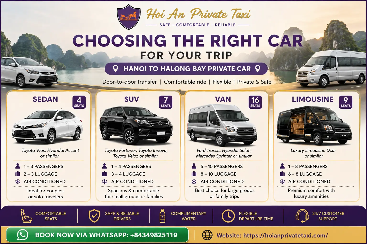 Hanoi to Halong Bay private car - Hoi An Private Taxi
