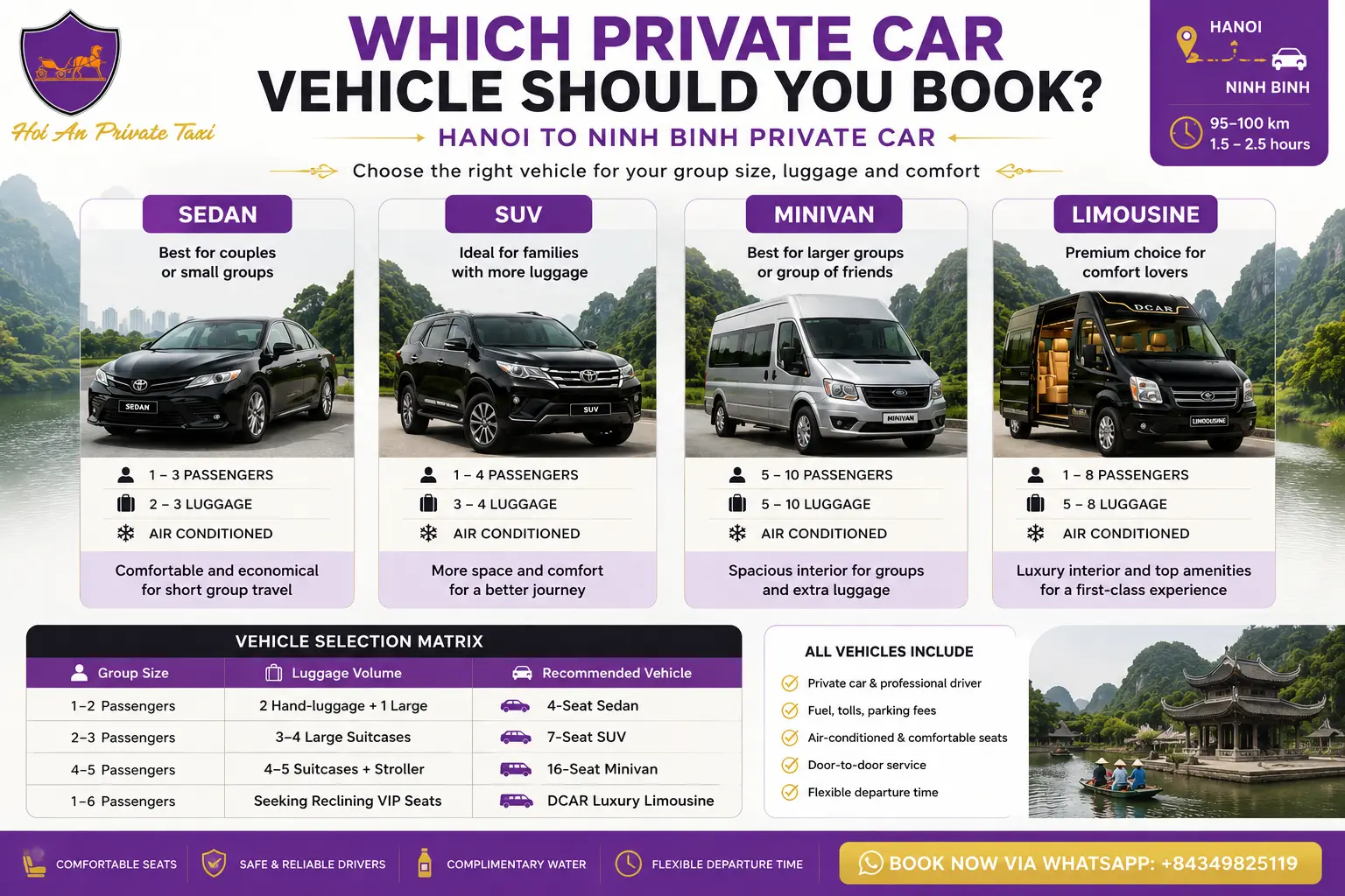 Hanoi to Ninh Binh Private Car - Hoi An Private Taxi