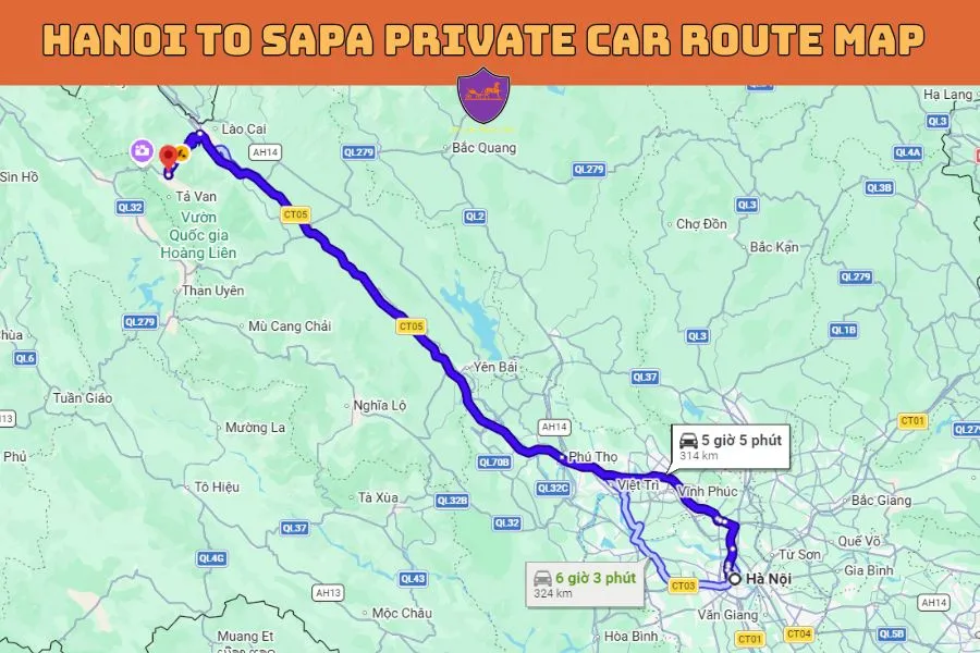 Hanoi to Sapa route map