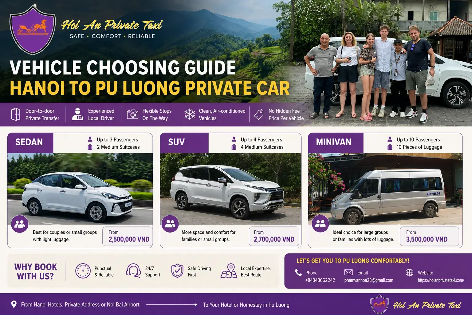 Hanoi to Pu Luong Private Car - Hoi An Private Taxi