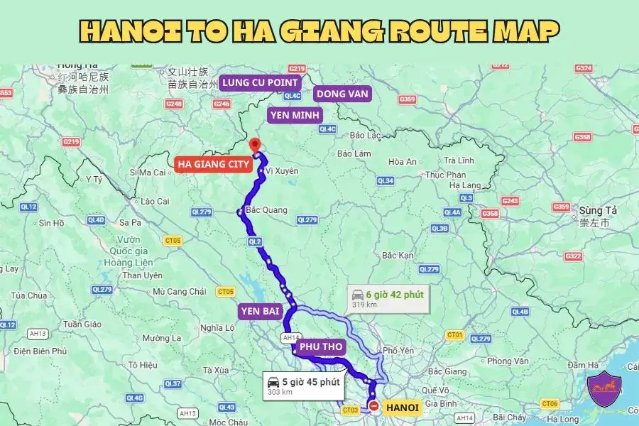 Hanoi To Ha Giang Route Map