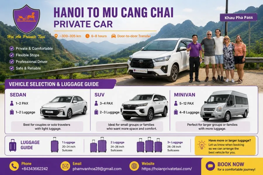 Hanoi to Mu Cang Chai private car - Hoi An Private Taxi