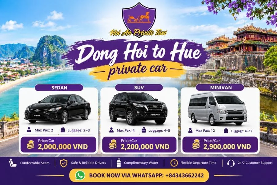 Dong Hoi to Hue private car - Hoi An Private Taxi