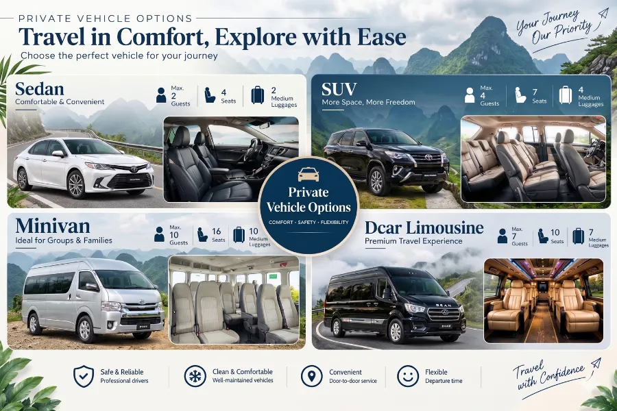 Vehicle Options - Hoi An Private Taxi